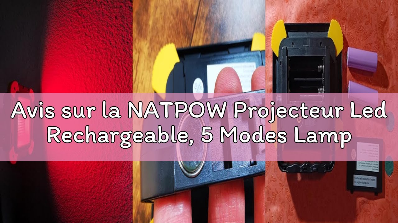 Avis sur la NATPOW Projecteur Led Rechargeable, 5 Modes Lampe de Chantier Batterie avec Câble USB, 3