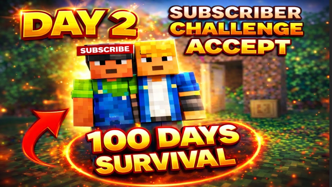 Minecraft 100 Days Survival Day 2 | Subscriber Challenge Accept 🔥