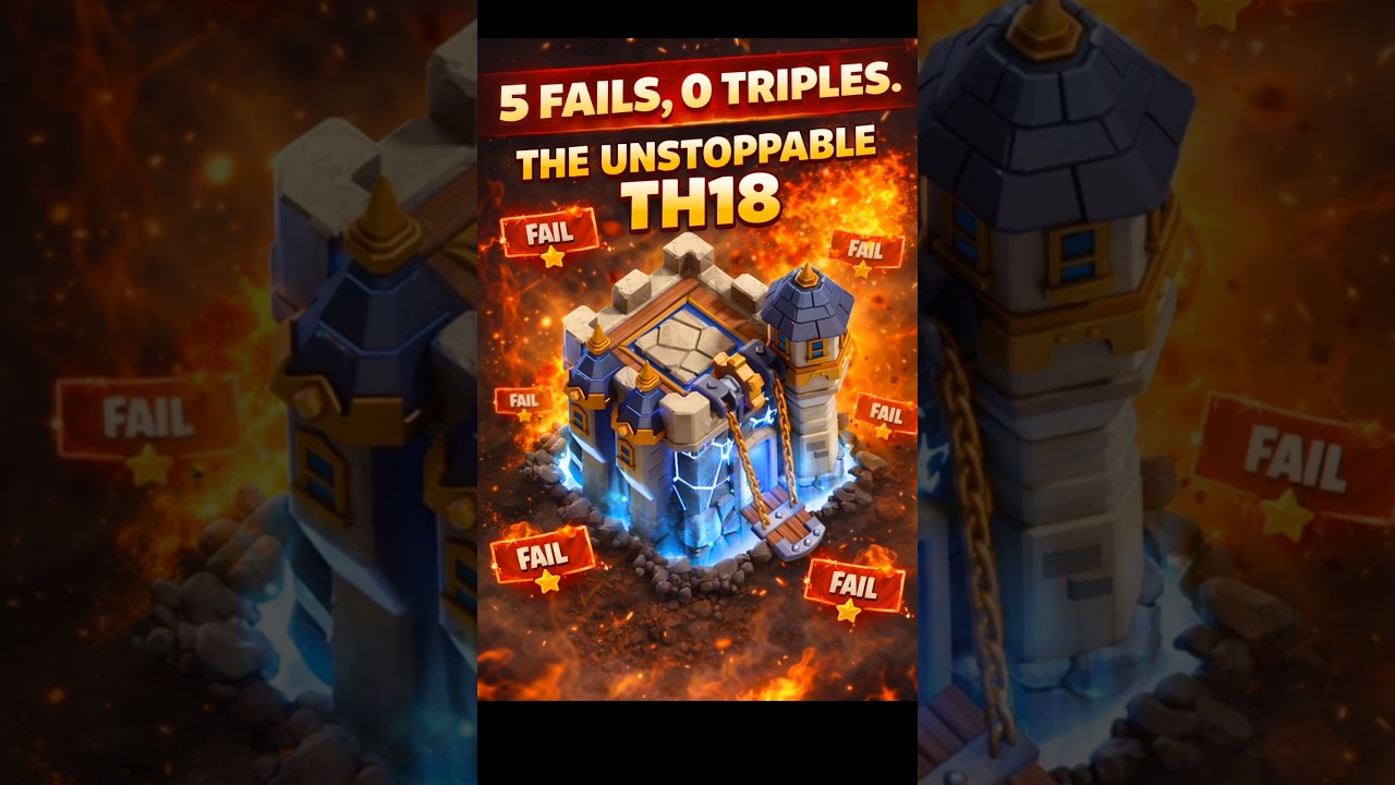 5 fails,0 triples:The TH18 base that saved the war - TH18 war base - th18 trophy base - #shorts #coc