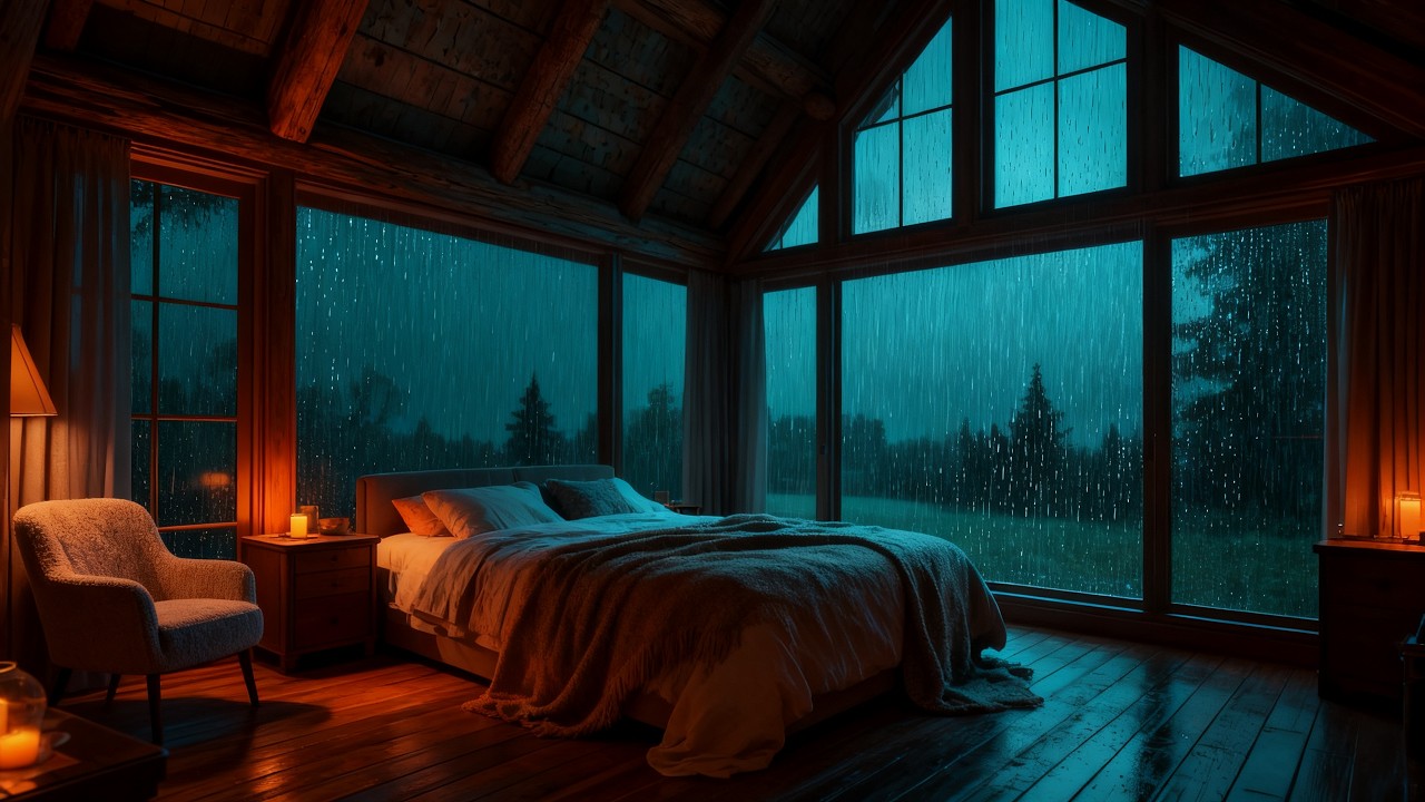 Cozy Rain House - Bedroom |  8 Hours Rain Sounds for Deep Sleep (No Music)