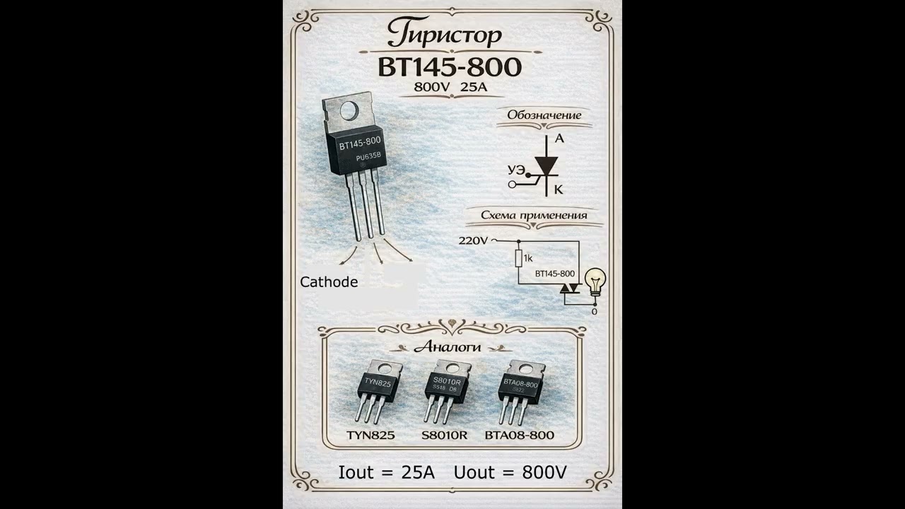 Mощный кремниевый тиристор SCR  BT145 800