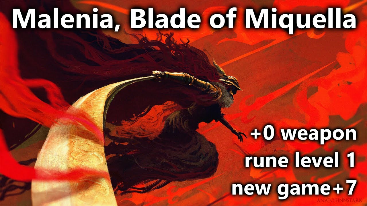 Elden Ring - Malenia with +0 Curved Great Club [level 1, ng+7, no buffs/skills/bleed/frost/etc]