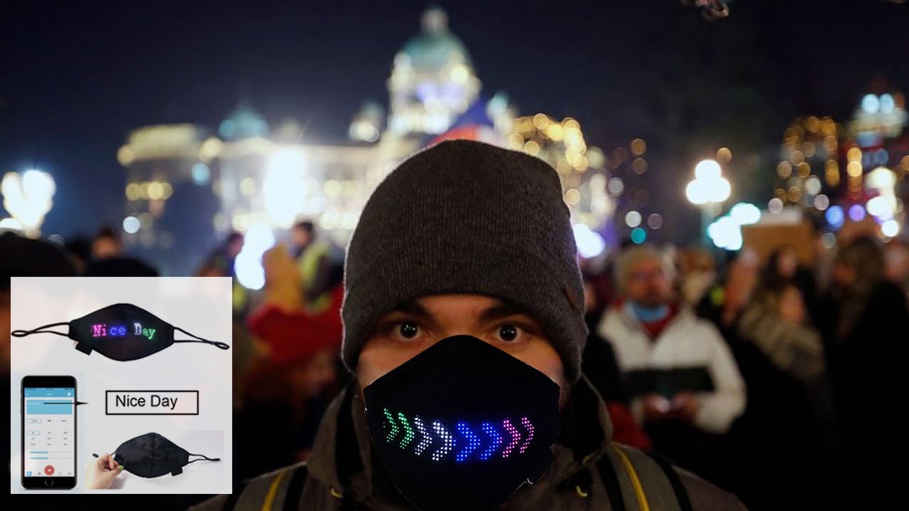 APP Controlled Customized Message Display LED Flashing Face Mask