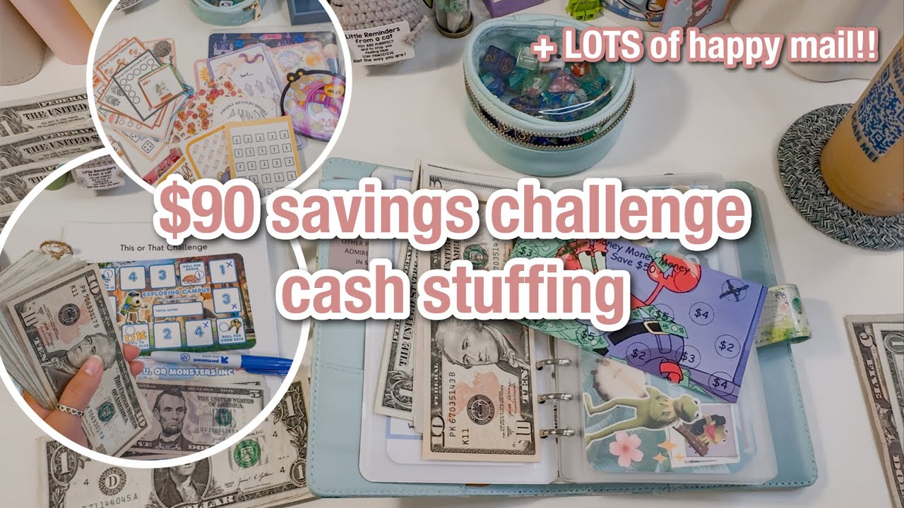 $90 savings challenge cash stuffing + happy mail! | sunday savings august 2 | #savingschallenges