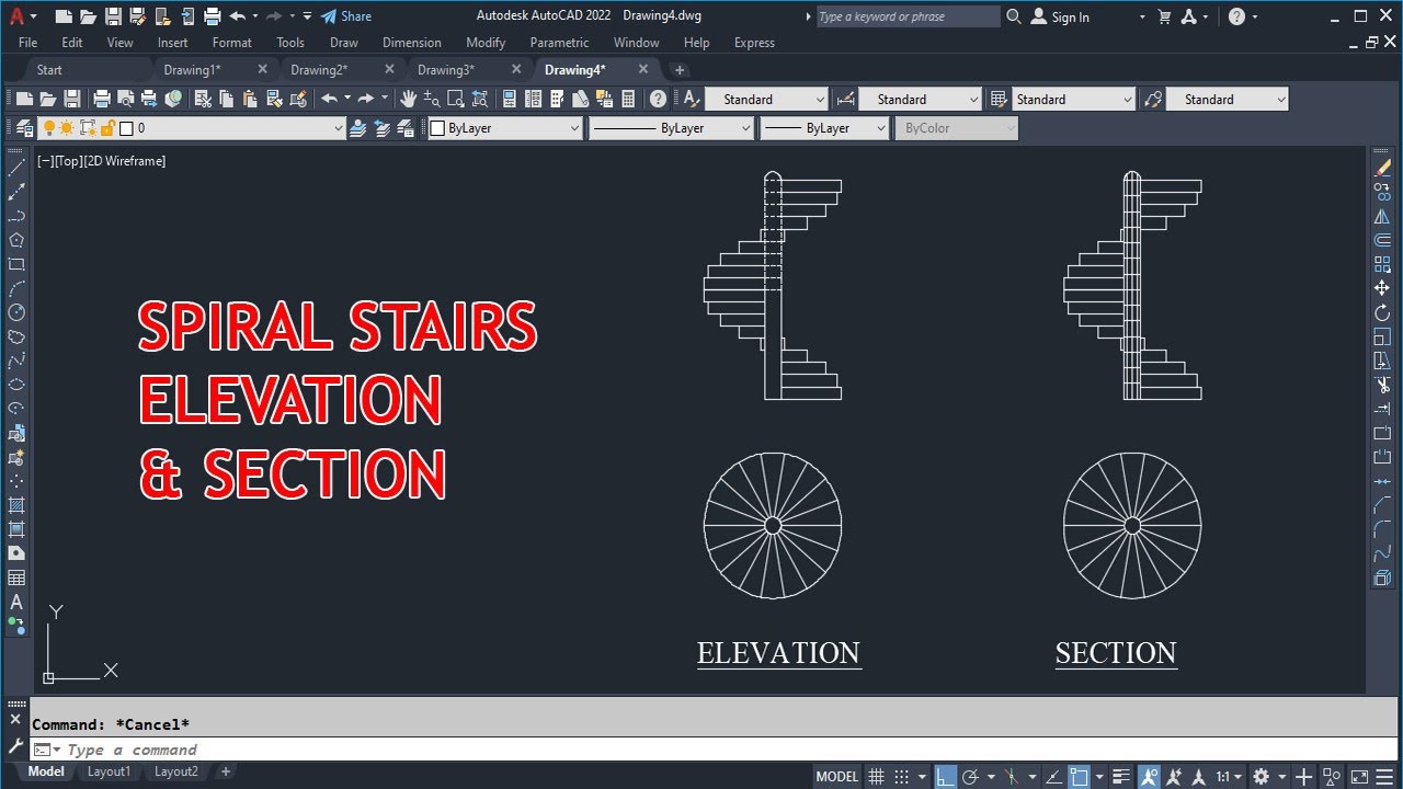 HOW TO CREATE SPIRAL STAIRS IN AUTOCAD 2022