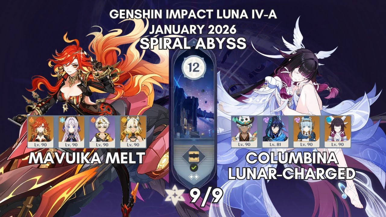 NEW ABYSS! COLUMBINA WHEELCHAIR IS HERE! | Spiral Abyss January 2026 F12 9* Clear | Genshin Impact