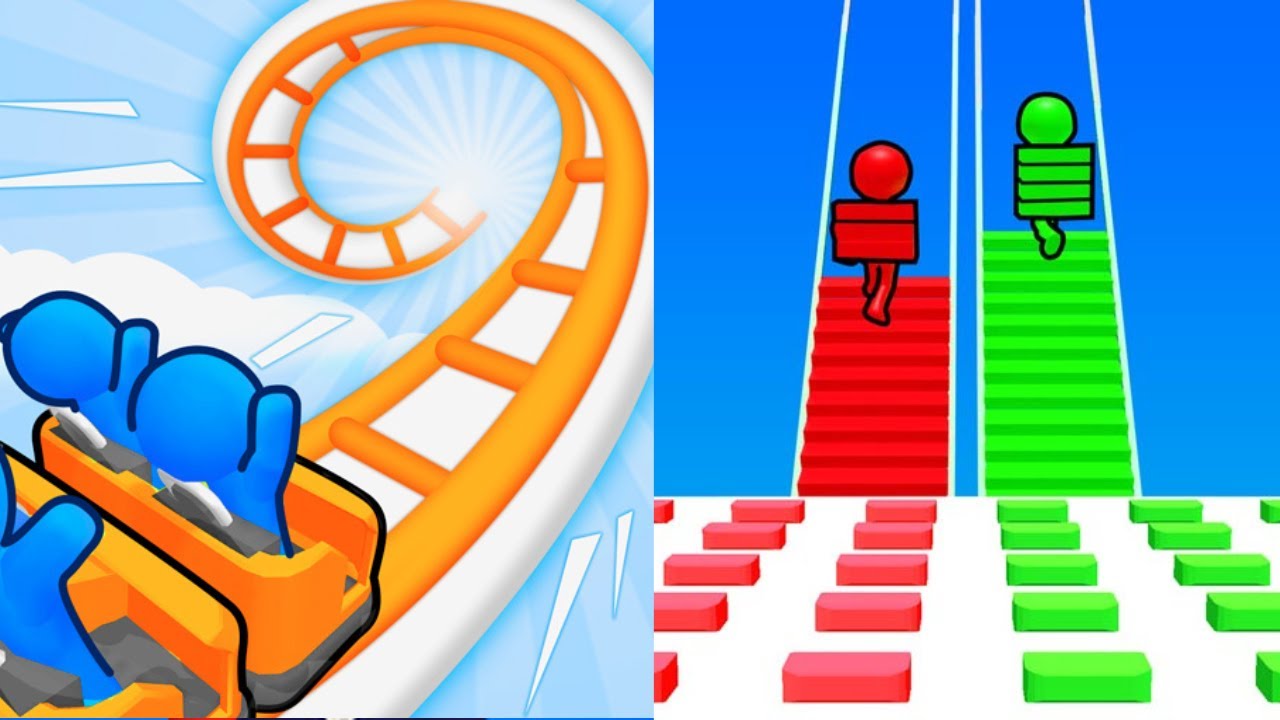 Bridge Race vs Roller Coaster -  MAX LEVEL Gameplay Walkthrough  Android NEW UPDATE Ep 1