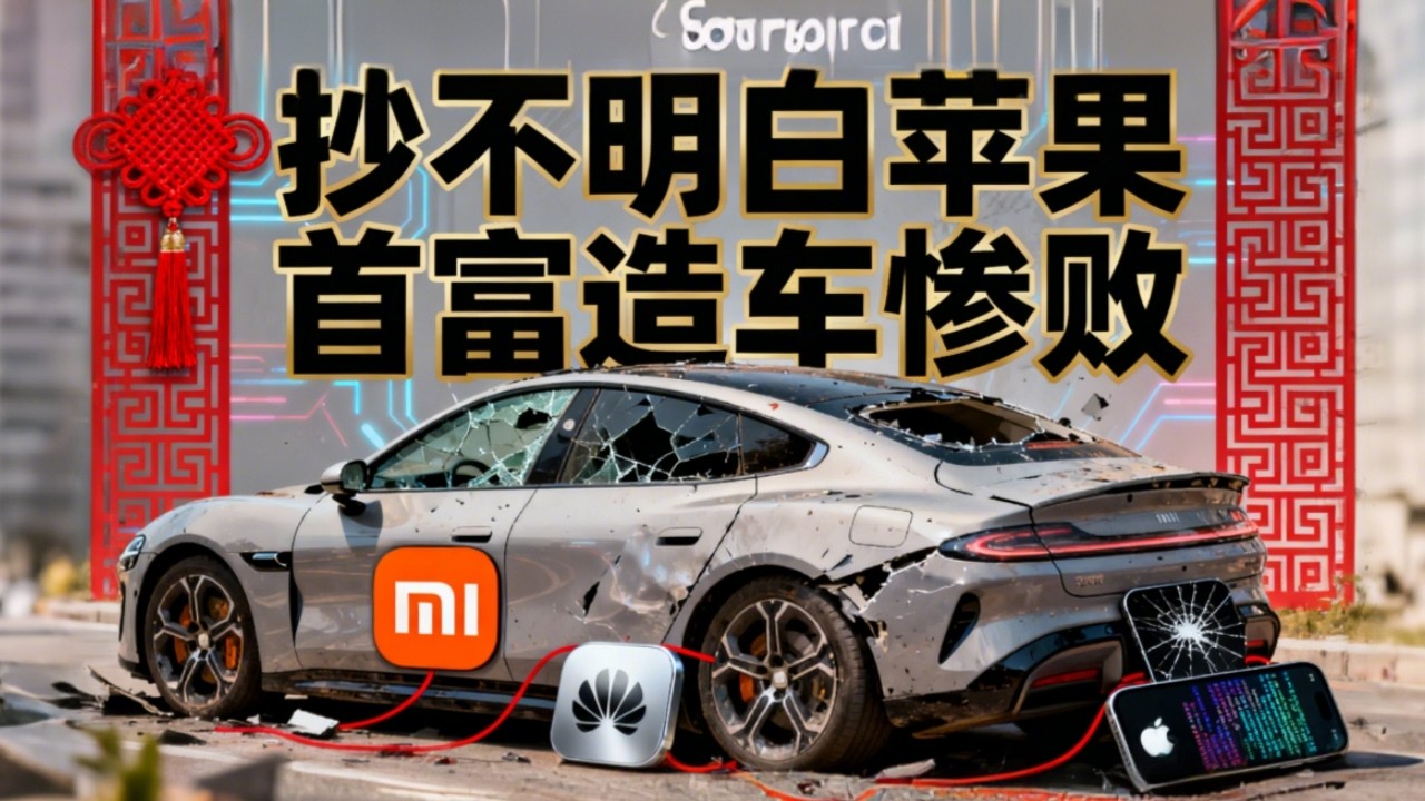 靠抄袭苹果成为500强，小米抄袭特斯拉彻底失败，小米帝国一夜崩塌！1200亿市值蒸发，雷军的谎言还能撑多久？#苹果手机#小米汽车#特斯拉#港股