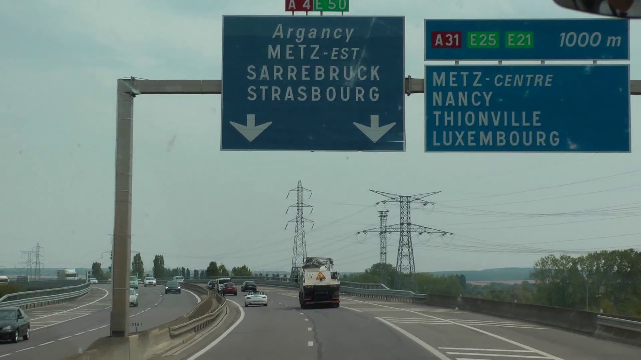 driver view A4 Autoroute (Motorway) east in France from Paris to A31 (5 of 5)