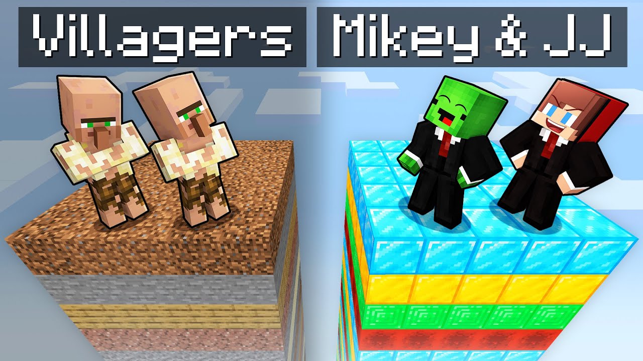 Villagers POOR vs Mikey & JJ RICH Random Layer Chunk in Minecraft (Maizen)
