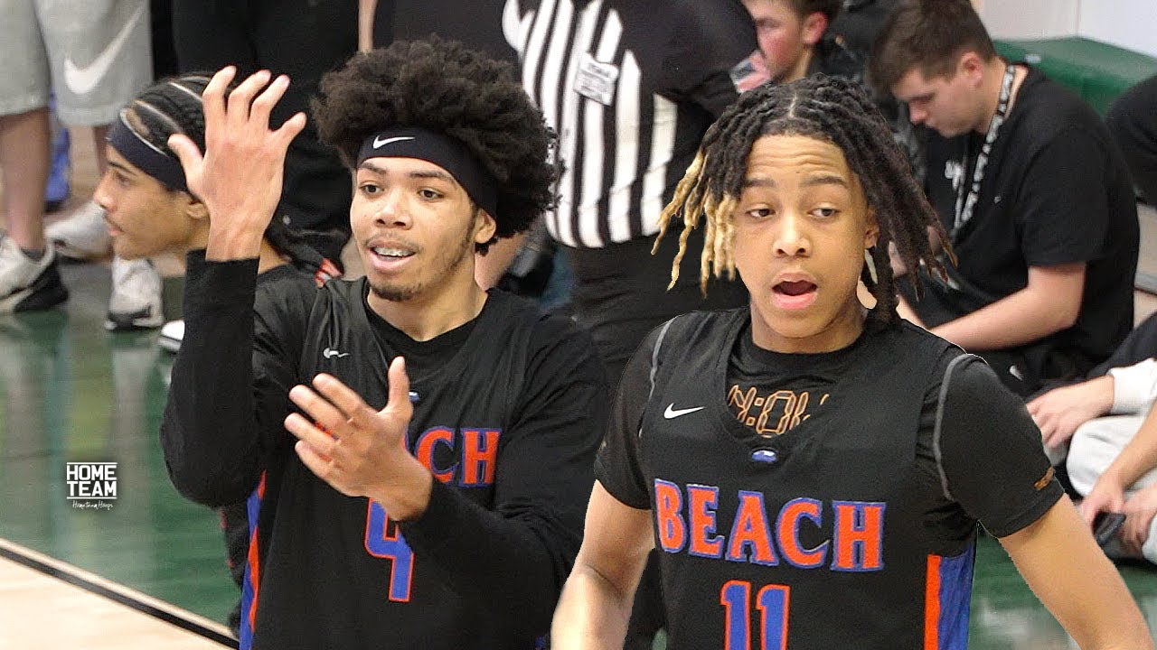 Tyran Stokes, JJ Crawford and Rainier Beach vs Southridge at the Les Schwab Invitational