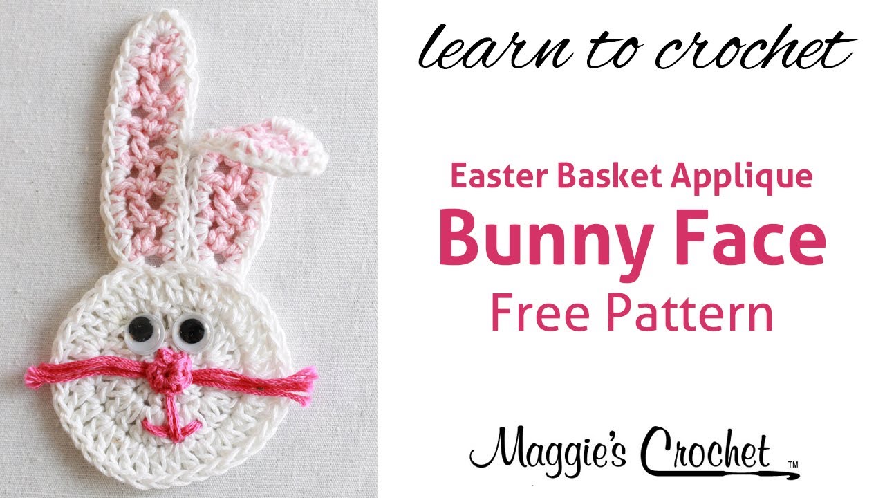 Easter Bunny Face Applique Free Crochet Pattern - Right Handed