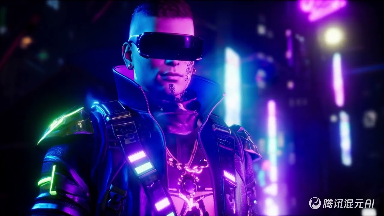 Futuristic cyberpunk fashion outfit for year 3050