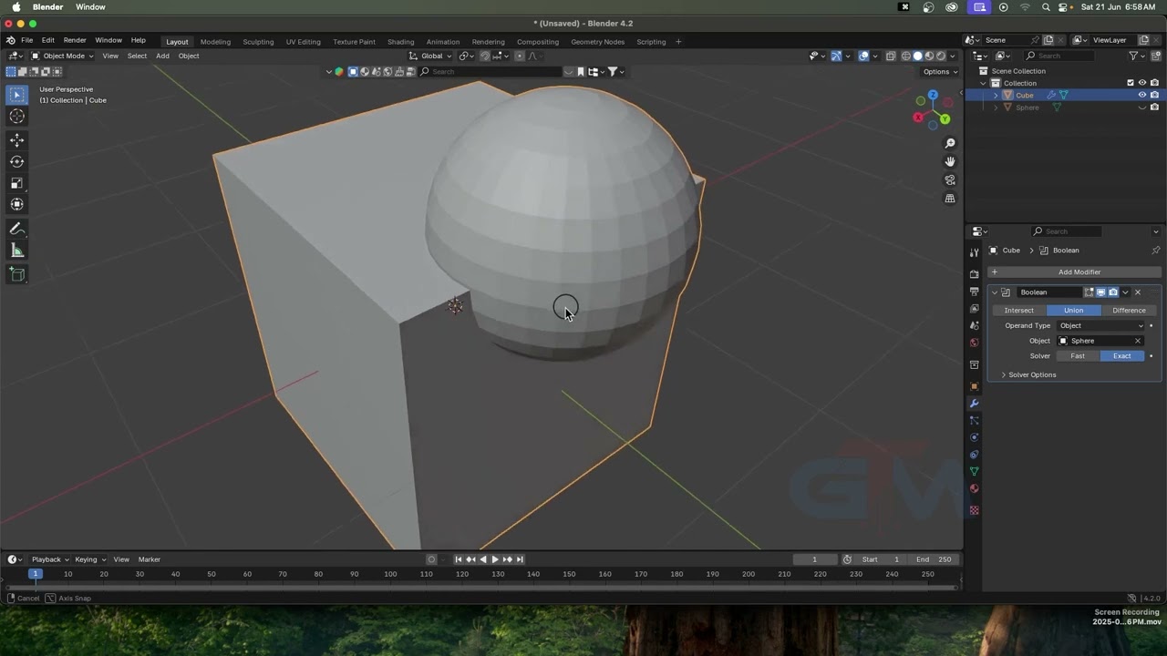 Blender Boolean Modifier
