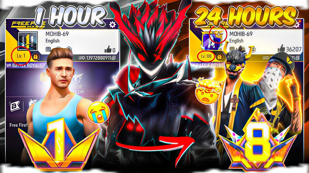Transforming Noob ID Into Level 8 PRIME ID in Just 24 Hour 😱 - Garena Free Fire