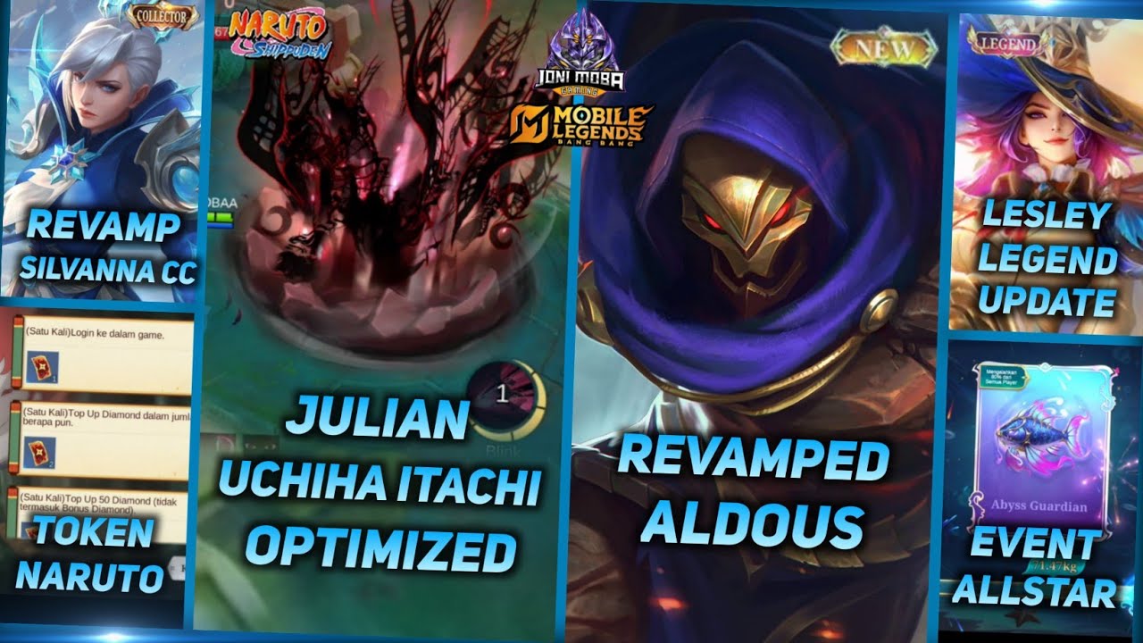 REVAMP ALDOUS, JULIAN SKIN ITACHI OPTIMIZED, REVAMP SILVANNA COLLECTOR & LESLEY LEGEND - MLBB UPDATE