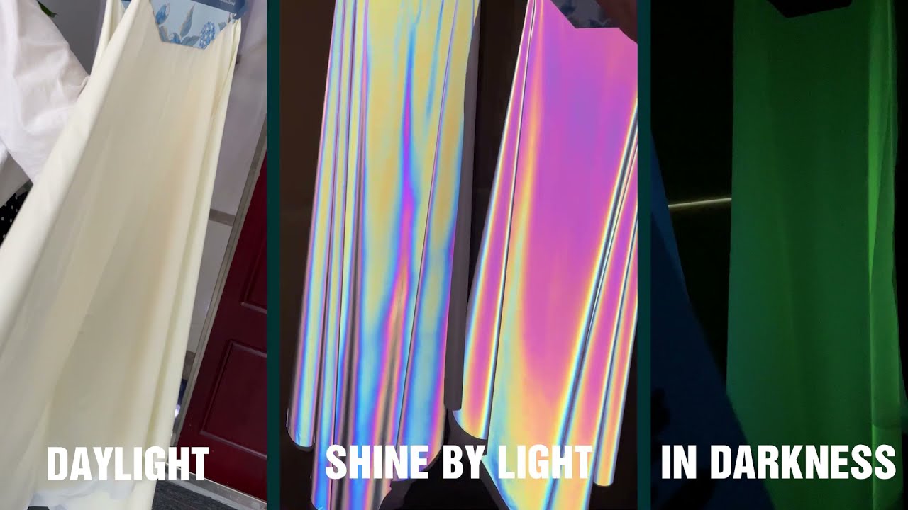 Glow in the dark & rainbow reflective fabric