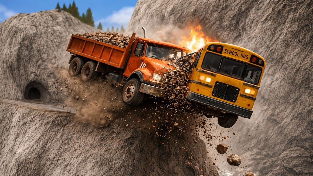 IMPOSSIBLE Truck vs Bus Crash on a Cliff Edge! Crash Compilation #74 | BeamNG Drive.