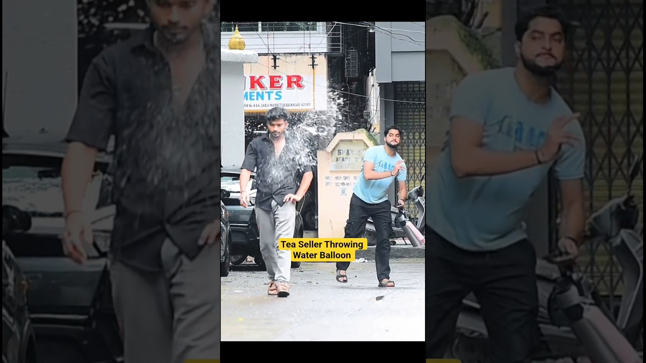 Tea Seller Throwing Water Balloon 😅 #funny #comedy #viral #trending #prank #shorts