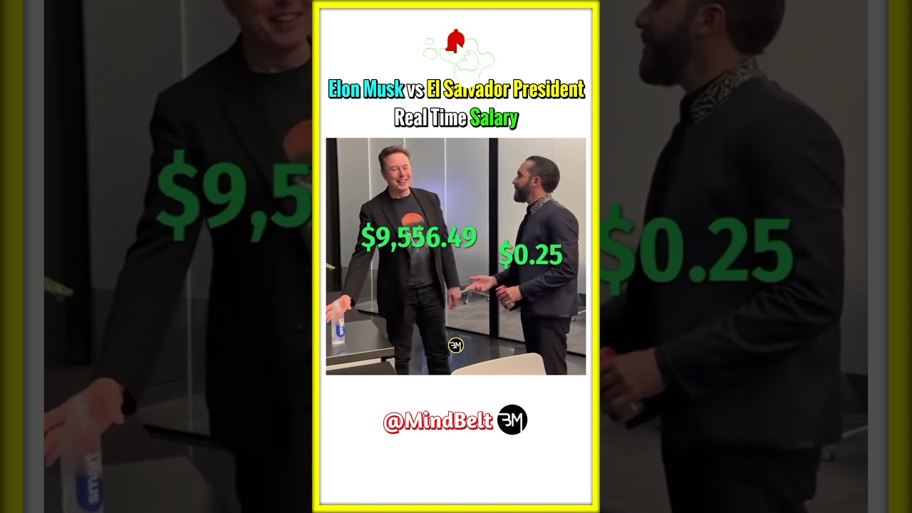 Elon Musk vs El Salvador President Real Time Salary🤑#elonmusk #money #salary #usa #interview #shorts