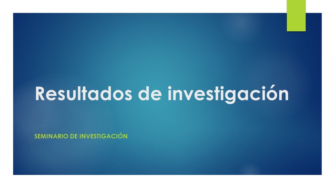Como presentar los resultados de la investigación