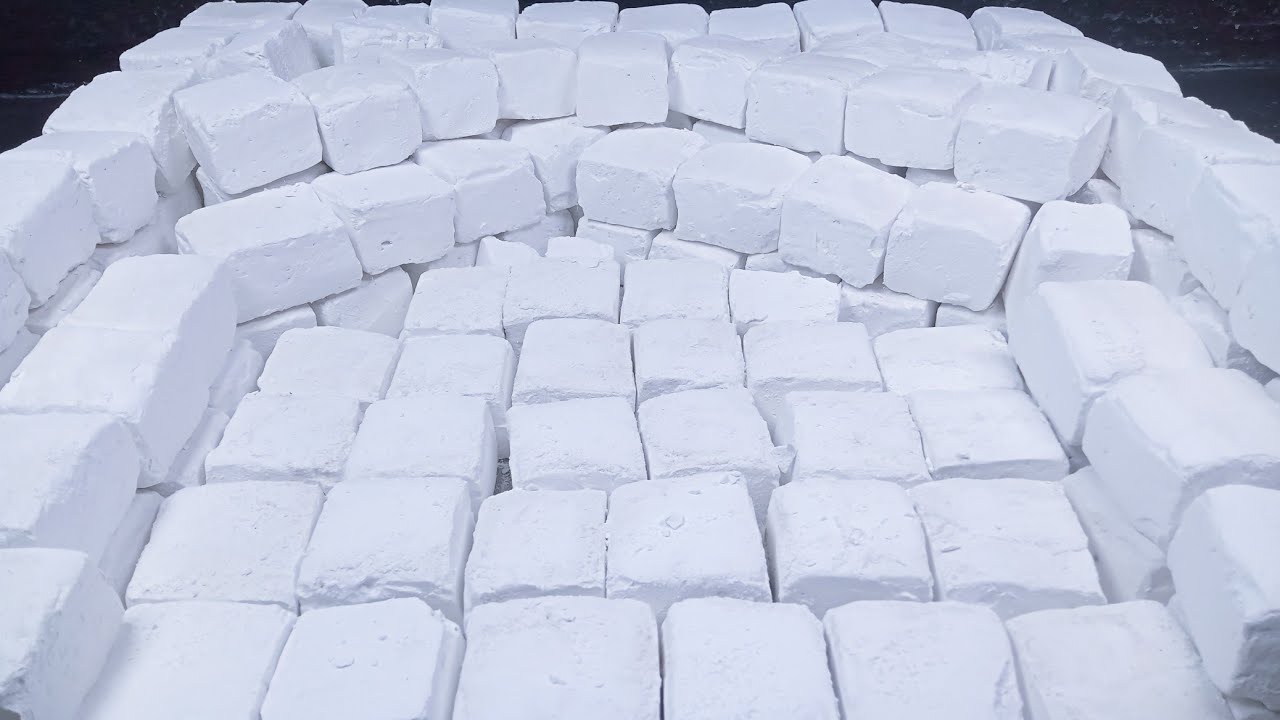 Full cube Fluffy & buttery  Mass crush soft gymchalk white homemade | oddly satisfying ASMR 