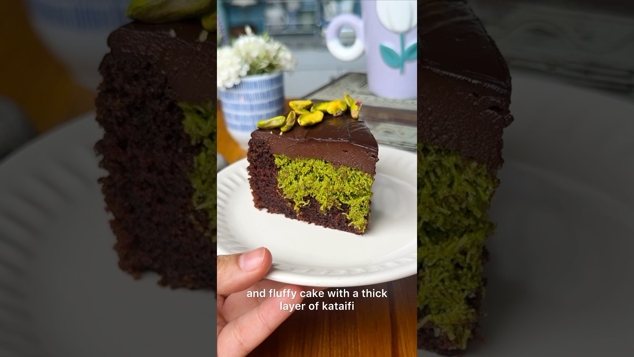 Chocolate Cake with Pista Kunafa