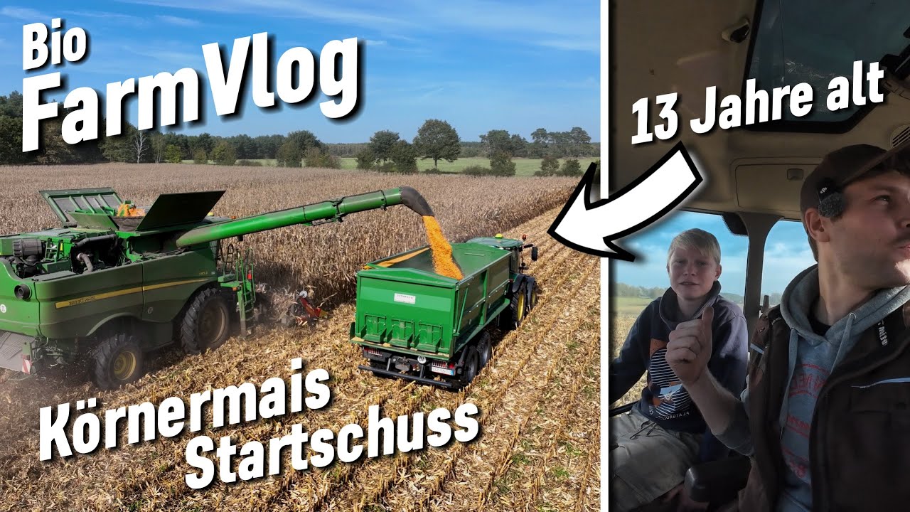 Gunnar fährt alleine John Deere - mit 13 Jahren Mais abfahren / wir machen den 2. Schnitt / Vlog 133