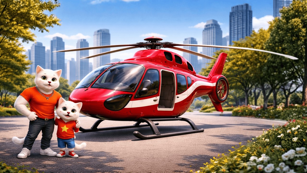 🐱⚡ Tiny Cat’s Helicopter Mission Saves the Animal Village and Stops the Fox | AI Cat Story