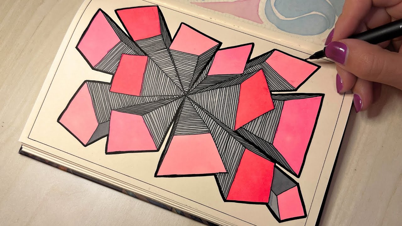 3D Doodle Art: Calm Patterns Made of Simple Lines for Beginners