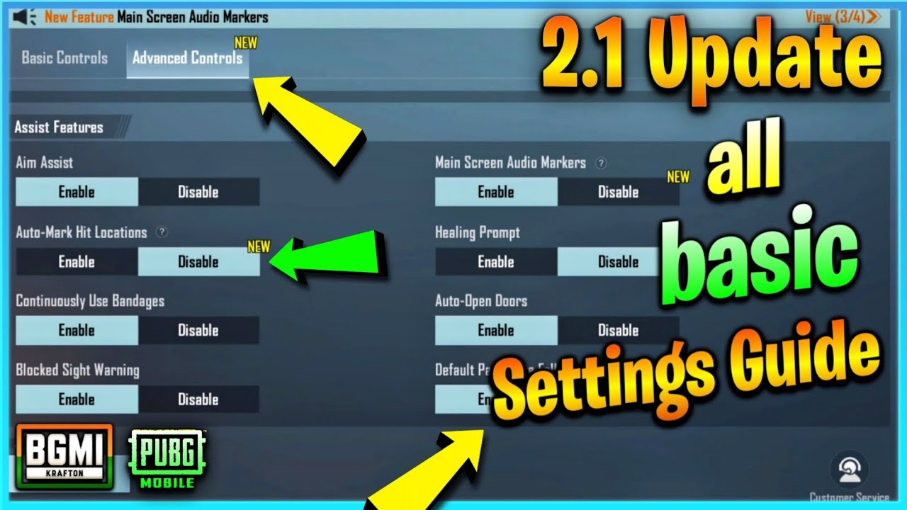 BGMI/PUBG Basic Settings New 2.1 Update|BGMI/PUBG New Settings|Guide|Battlegrounds Mobile India|