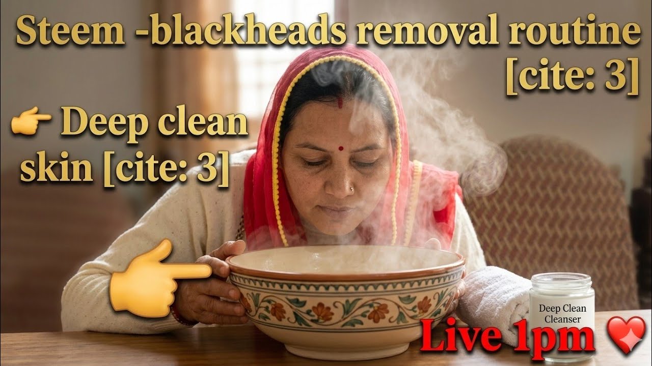 Ziddi Blackheads Se Chutkara Payein! 💯 Steam & Deep Clean Routine live 1pm ❤️ join me