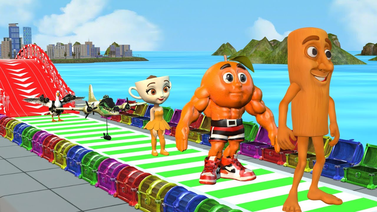 Long Slide Game With Cow Elephant Gorilla Hippopotamus Tiger 3d Animal Game Funny 3d Animals