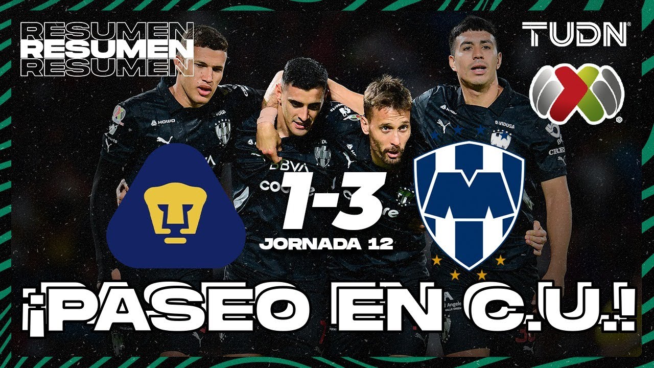 Resumen y goles | Pumas 1-3 Monterrey | Liga Mx - CL2025 J12 | TUDN