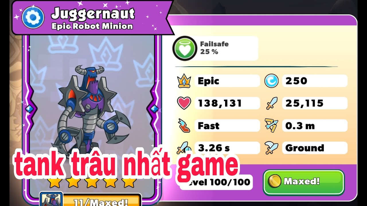 tower conquest #165 :epic Juggernaut 5 star robot quay tay | tank trâu nhất game theo đúng nghĩa đen