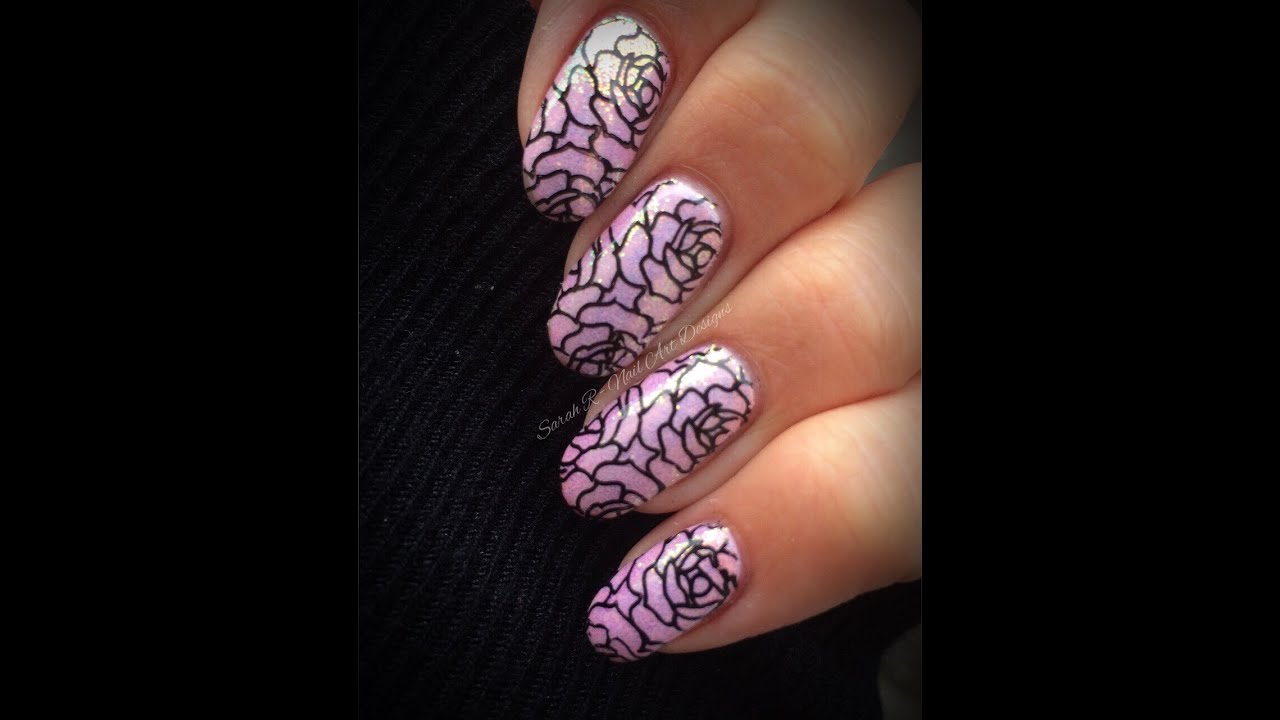 Stamping Fun Friday! Pink Rockstar & Roses | CND Shellac | Magpie Glitter