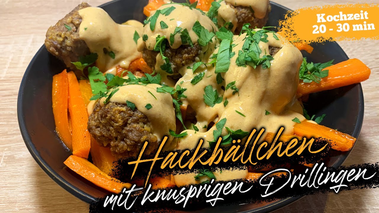 Hackbällchen mit knusprigen Drillingen [REZEPT] 
