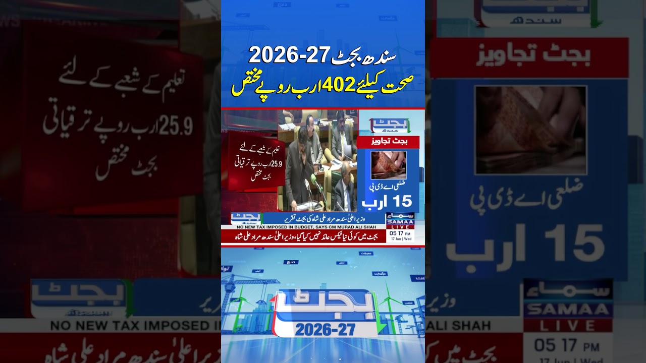 Sindh Budget 2026-27: Rs402 Billion Allocated for Health Sector  | Samaa TV