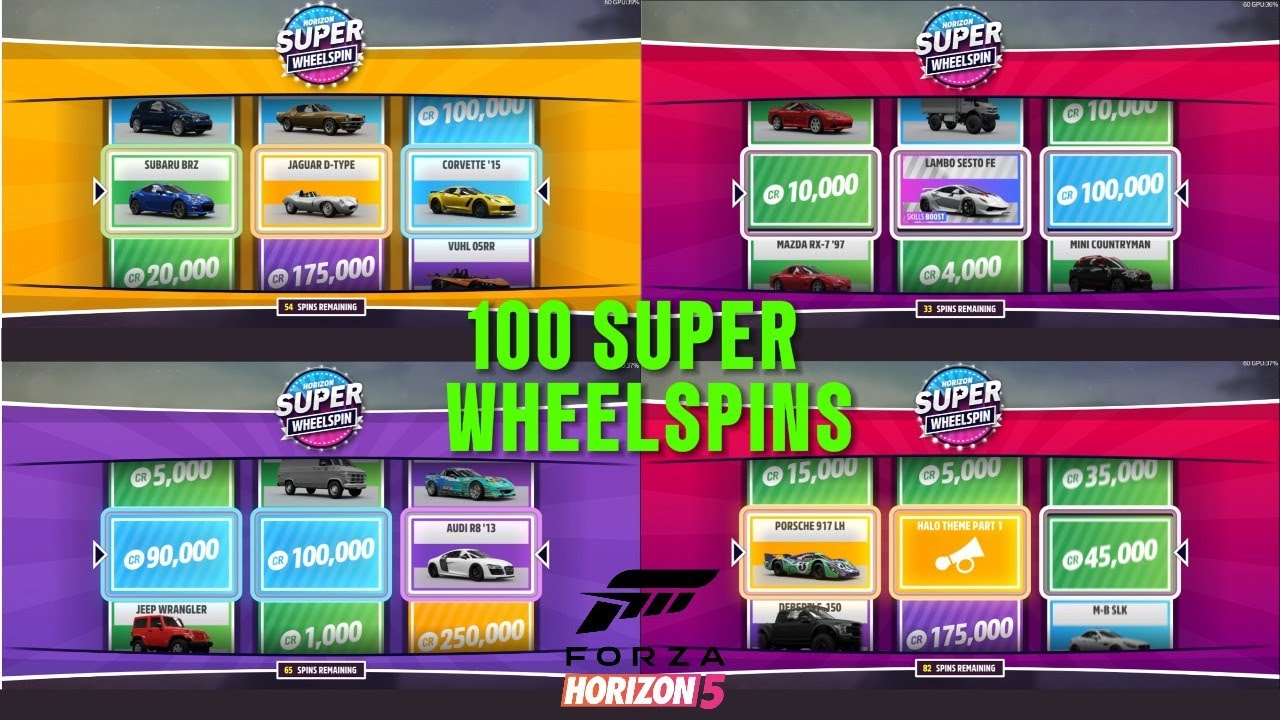 Opening 100 Super Wheelspins In Forza Horizon 5