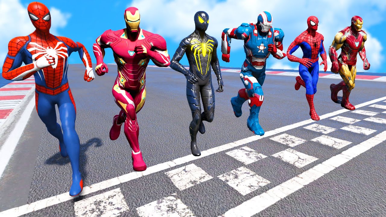 TEAM IRONMAN VS TEAM SPIDER-MAN | Running Challenge # 4 (Веселый конкурс) - GTA V Mods