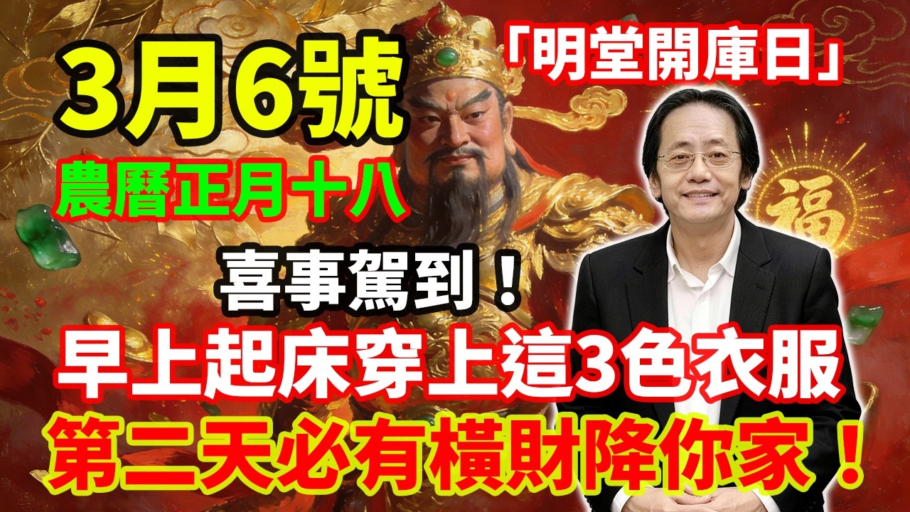 喜事駕到！3月6號，農曆正月十八，「明堂開庫日」，早上起床穿上這3色衣服，第二天必有橫財降你家，菩薩保你正財橫財大爆發！#佛學 #佛淨 #佛陀 #佛法 #佛教 #修行