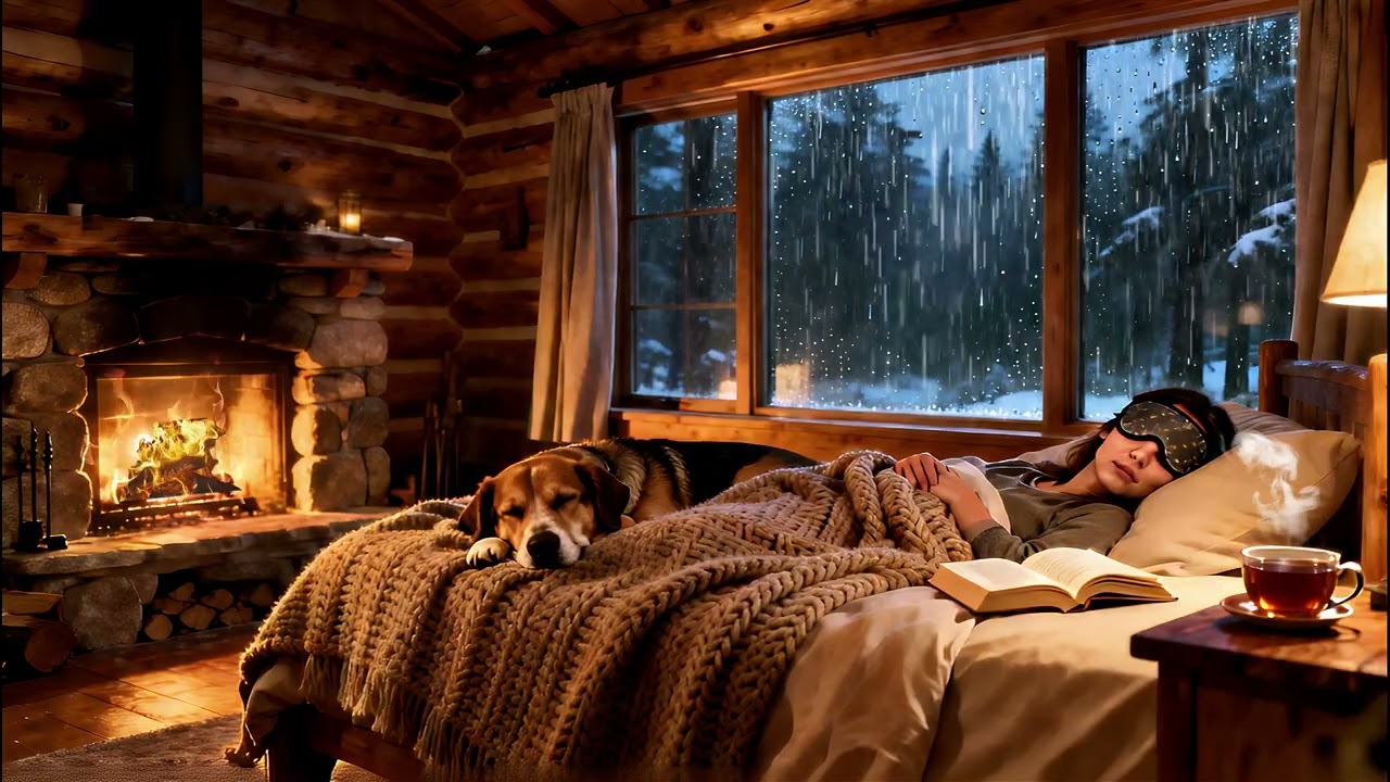 Rain & Warm Fireplace Ambience 🌧️🔥 A Cozy Bedroom Escape for Deep Sleep & Calm