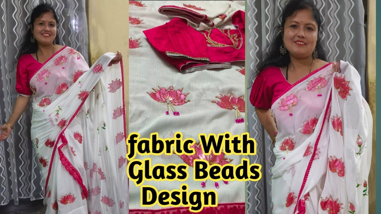 2026ৰ দ্বিতীয় যোৰ fabric আৰু glass beads ৰ design// Hand Embroidery 