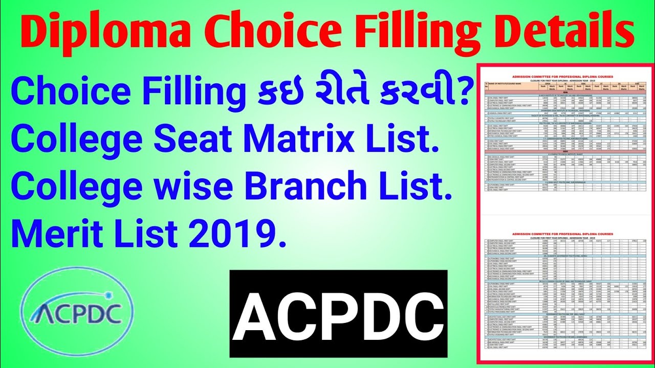 Diploma College list | Choice Filing Process | Diploma Admission 2020 Gujarat | acpdc 2020 process