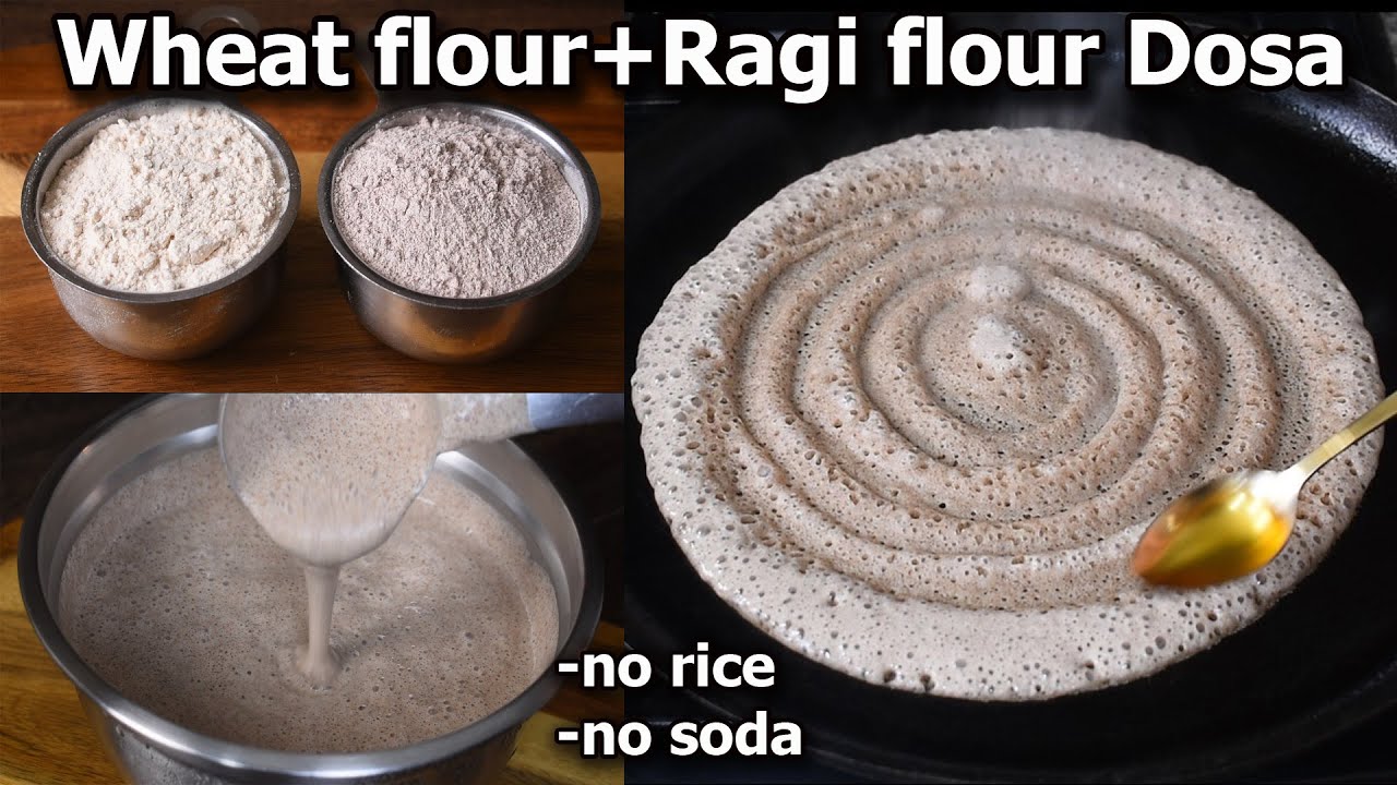Ragi flour and Wheat flour Dosa! Healthy breakfast recipe | No rice dosa