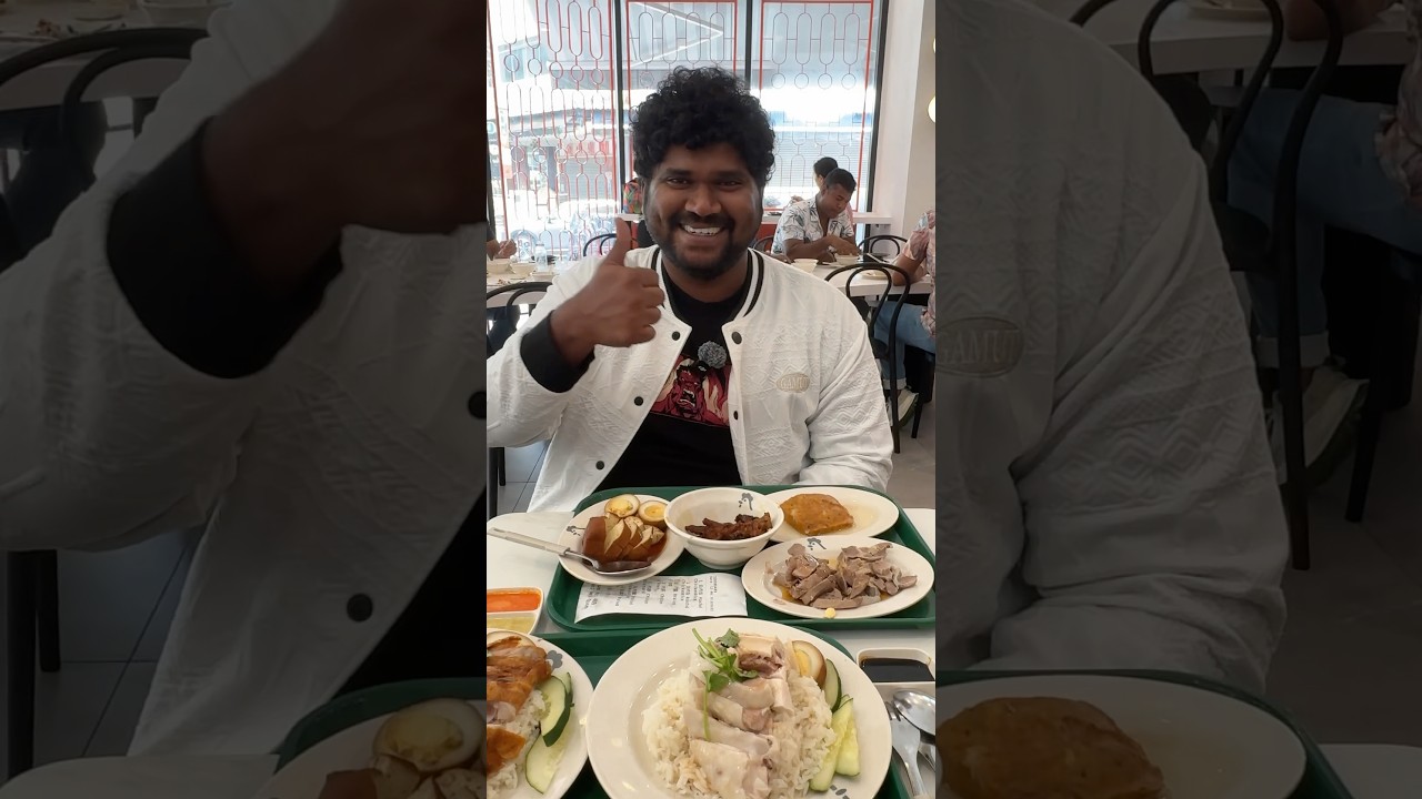 Foodie Prabu trying Chicken Rice for the first time in Singapore #shorts