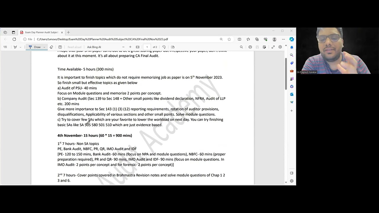 Exam Day Strategy | Paper Writing Tips | CA Final Audit Nov 23