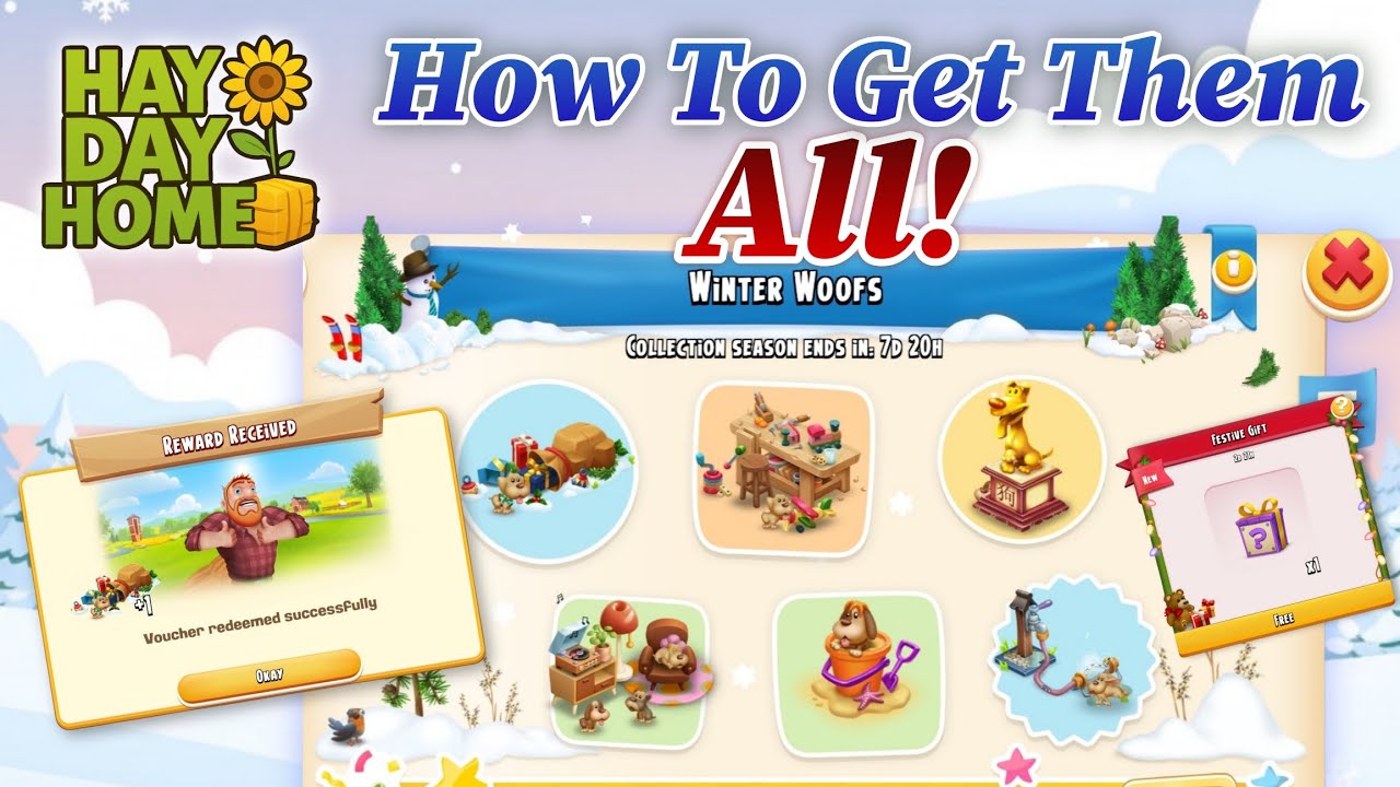 How to Get All Hay Day Free Gifts! Winter Woofs, Santa’s Gift & More Decorations 