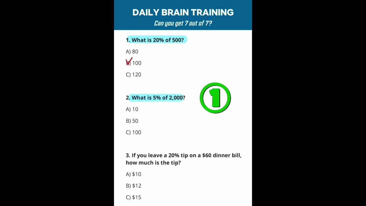 Daily Brain Exercise Quiz for Adults | Can you get them all correct?