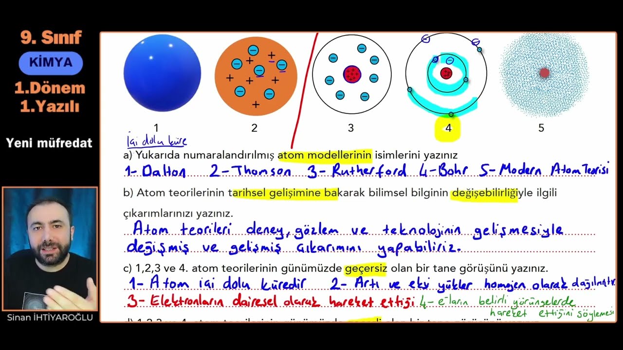 9.Sınıf Kimya 1.Dönem 1.Yazılı | 2024-2025 Yeni Müfredata Uygun